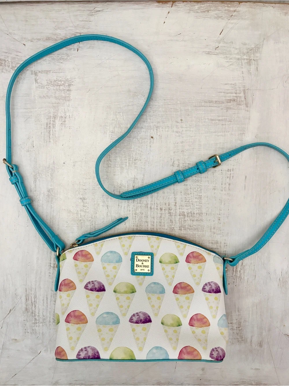Dooney & Burke Suki Snow Cone Pattern Crossbody Bag Blue Limited Edition